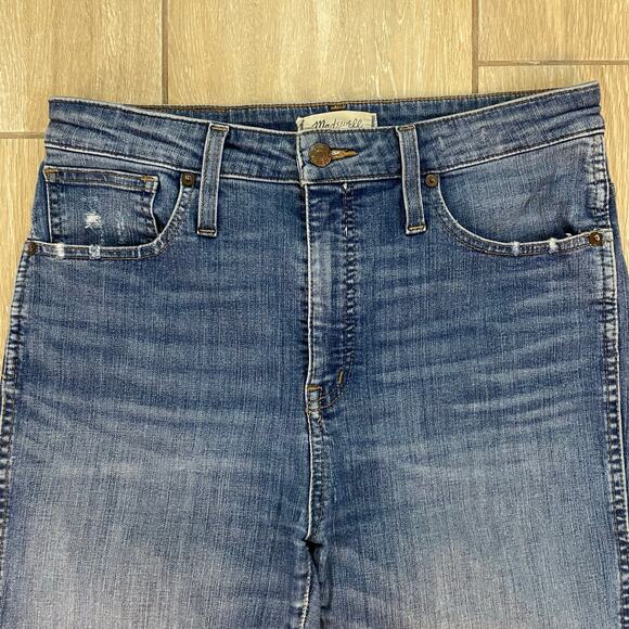 Madewell Curvy High Rise Skinny Jeans Women’s 30 Distressed Raw Hem Cropped Blue - Picture 9 of 11